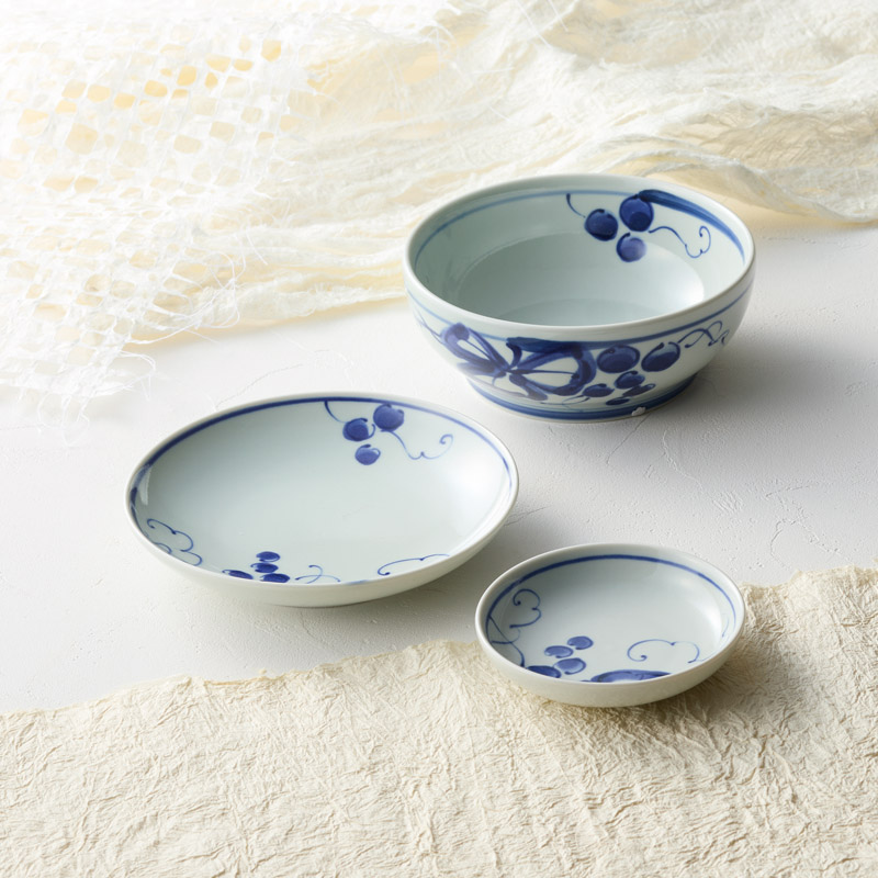 古染青磁ぶどう絵 ホームセット20P