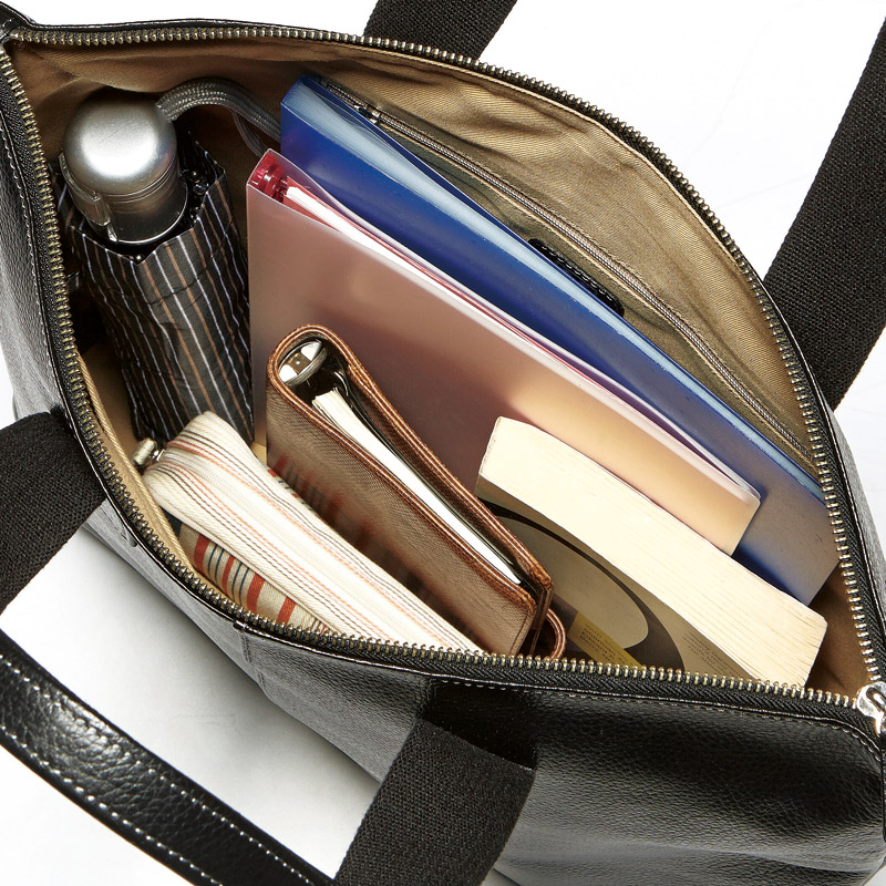 　日本製牛革メンズトートバッグ(ブラック)