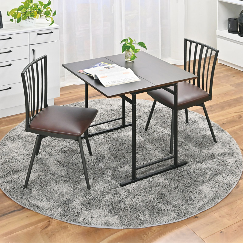 折りたたみ式テーブル回転式チェア2脚セット