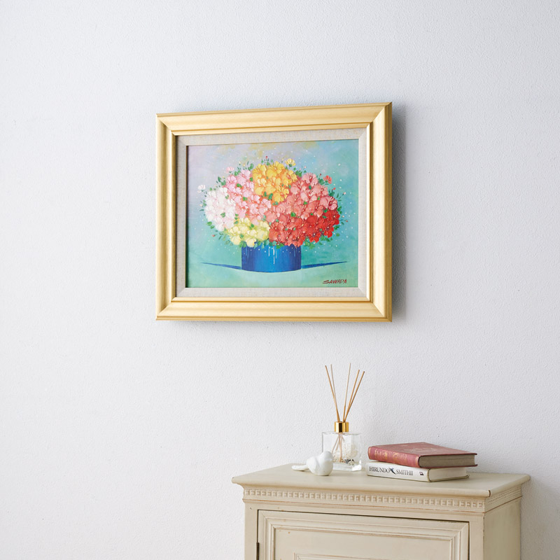 沢田雅士 油絵額F6金 「小花」