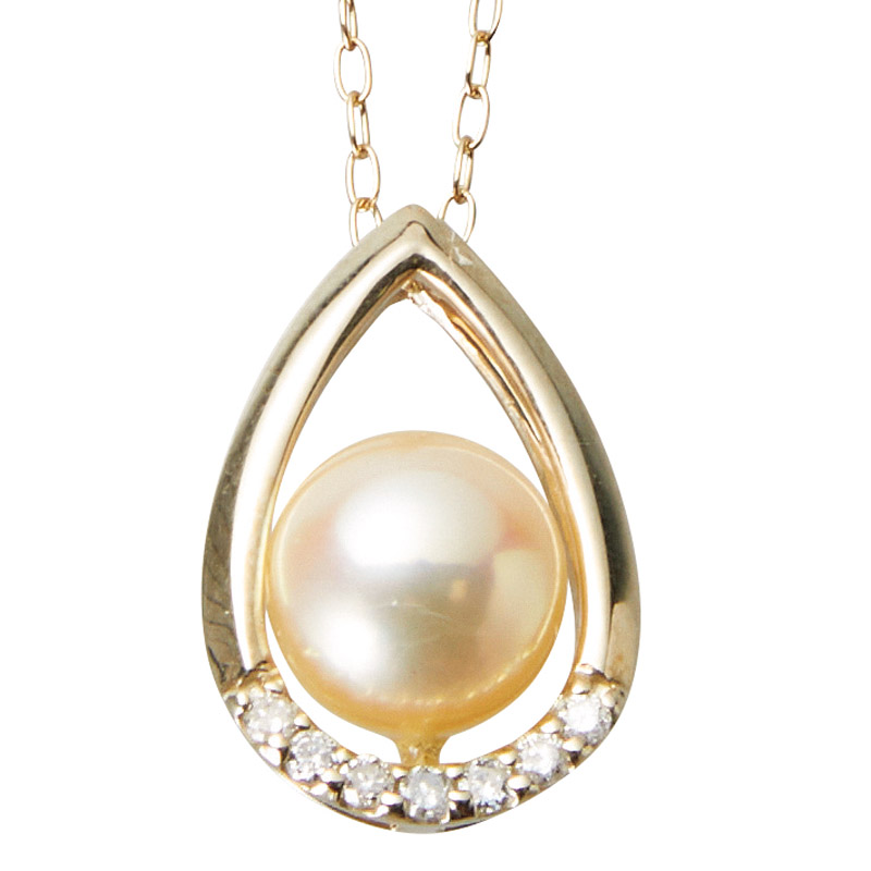 　K10YGアコヤ真珠ペンダント