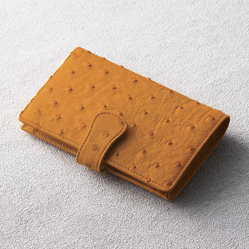 オストリッチ横長ベルト付財布