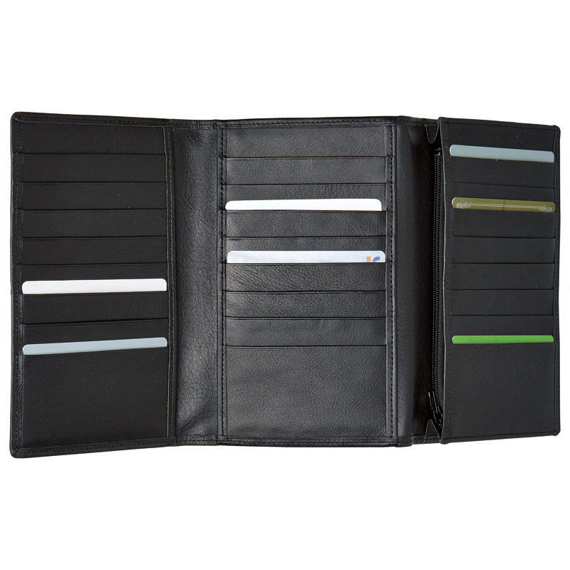 ソフトオイルレザー カード24枚収納財布(ブラック)